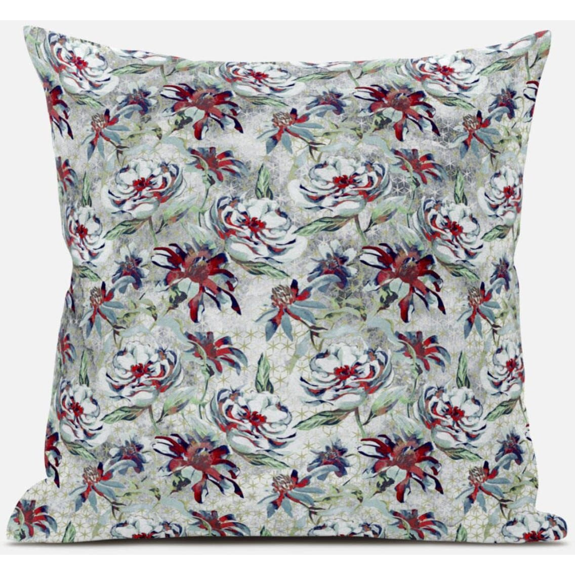 Amrita Sen Roses Sprayed Stars Throw Pillow with Removable Cover in Light Blue Pink 18x18