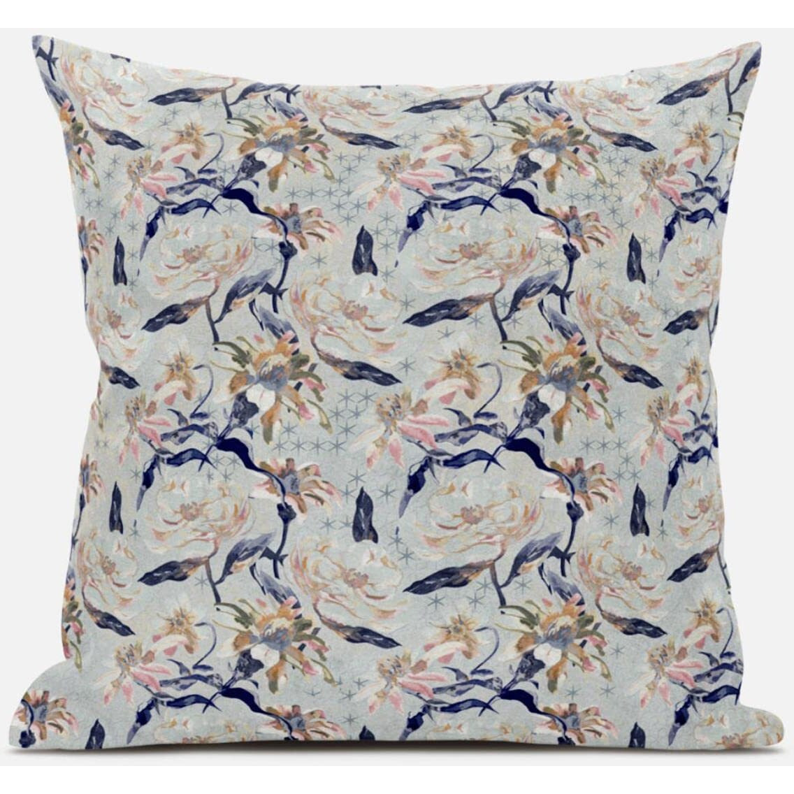 Amrita Sen Roses Sprayed Stars Throw Pillow with Removable Cover in Gray Purple Indigo 16x16