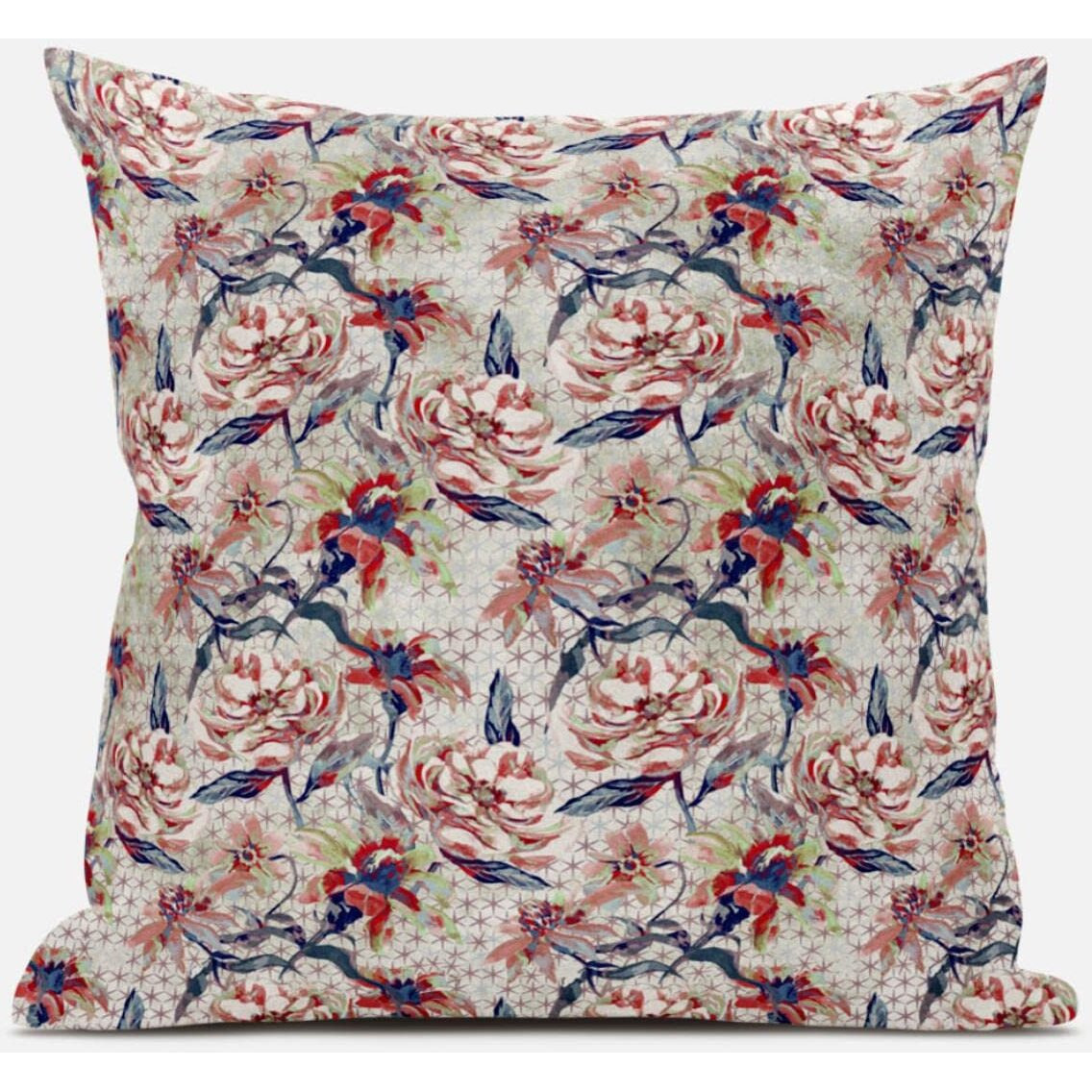 Amrita Sen Roses Sprayed Stars Throw Pillow with Removable Cover in Red Yellow Blue 18x18