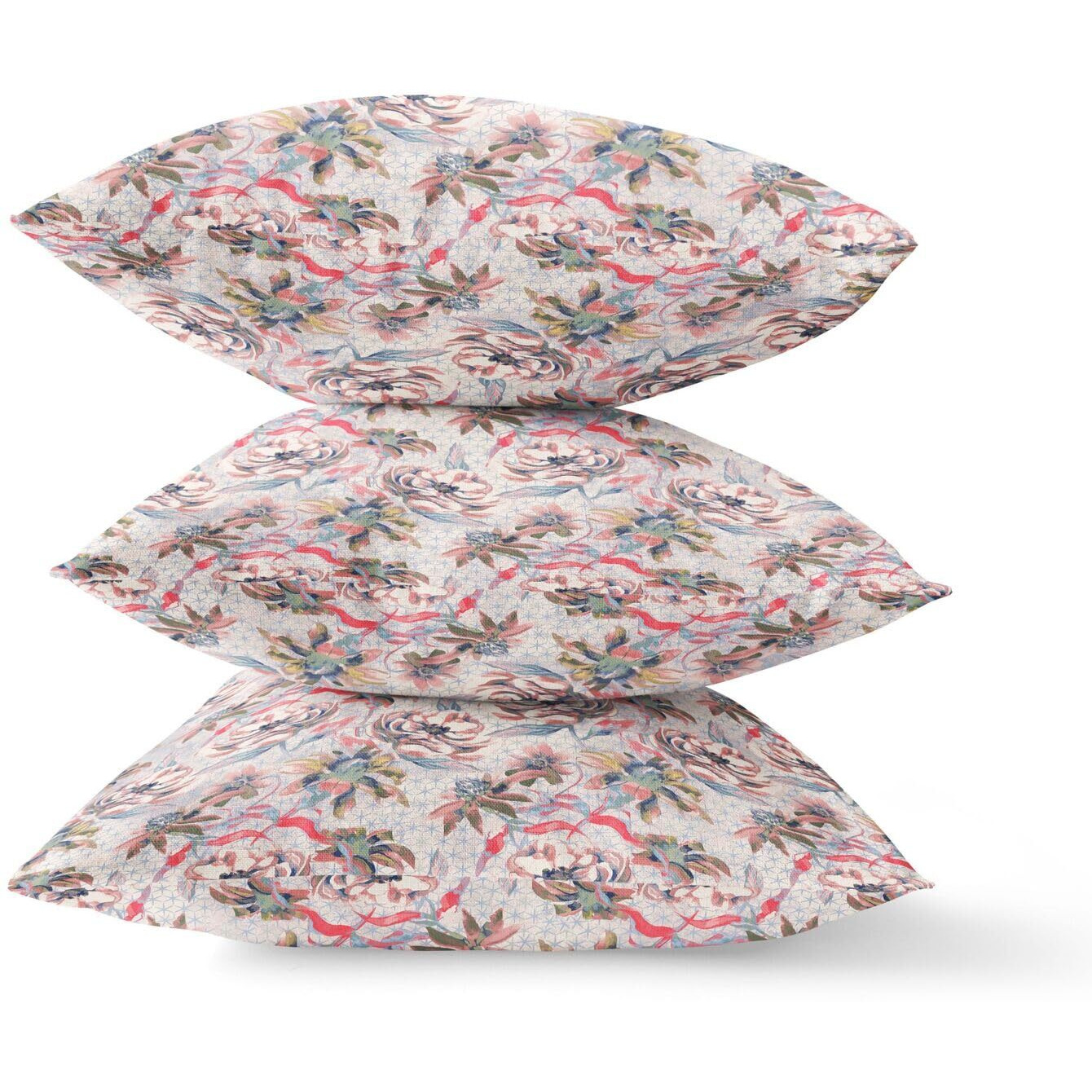 Amrita Sen Roses Sprayed Stars Throw Pillow with Removable Cover in Red Yellow Aqua 20x20