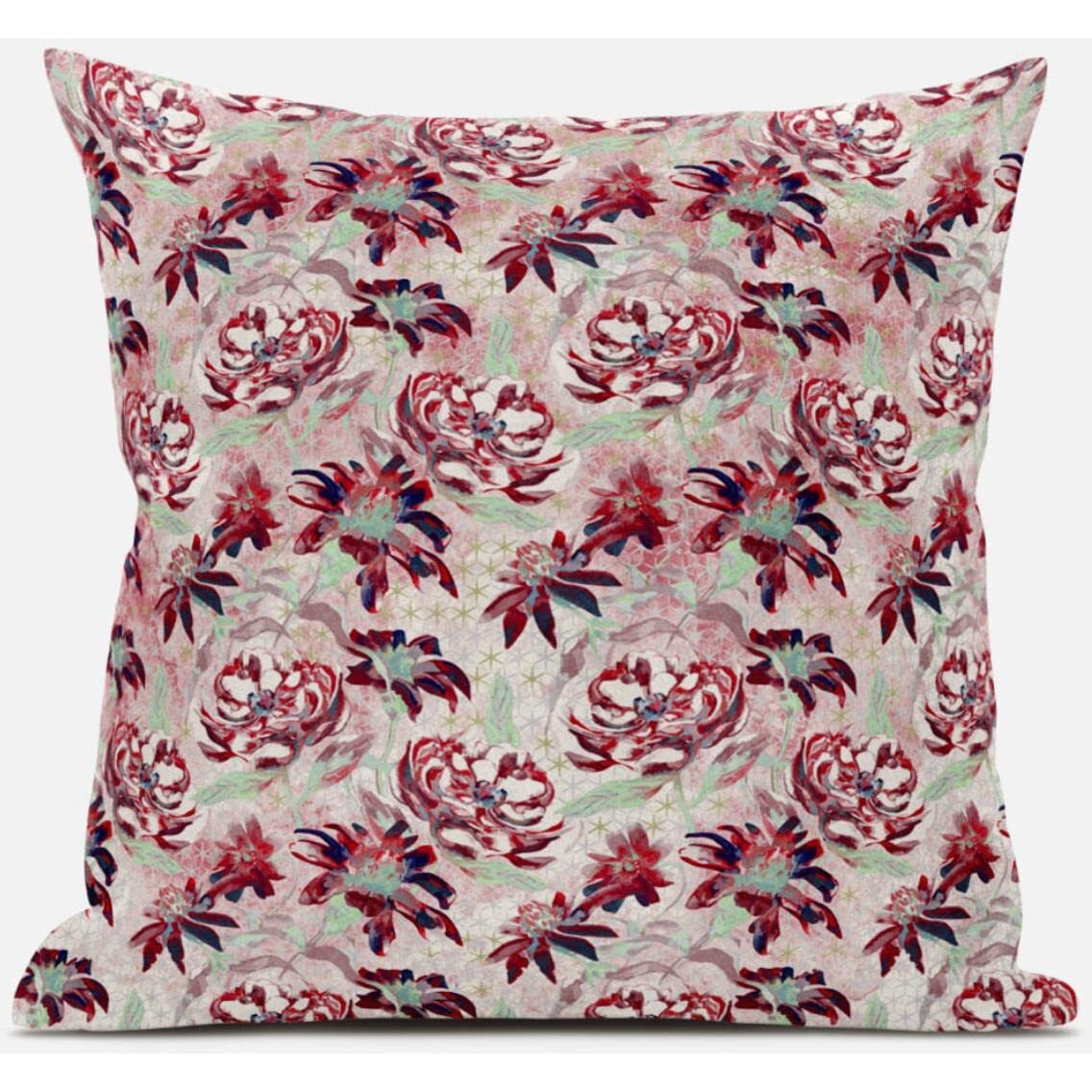 Amrita Sen Roses Sprayed Stars Throw Pillow with Removable Cover in Yellow Pink 18x18