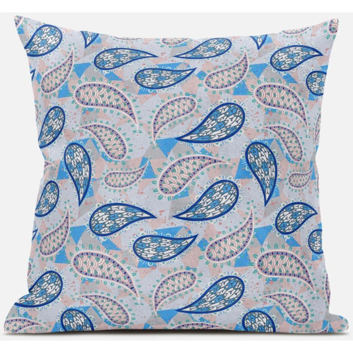 Amrita Sen Paisley on Abstract Throw Pillow with Removable Cover in Red Blue 16x16