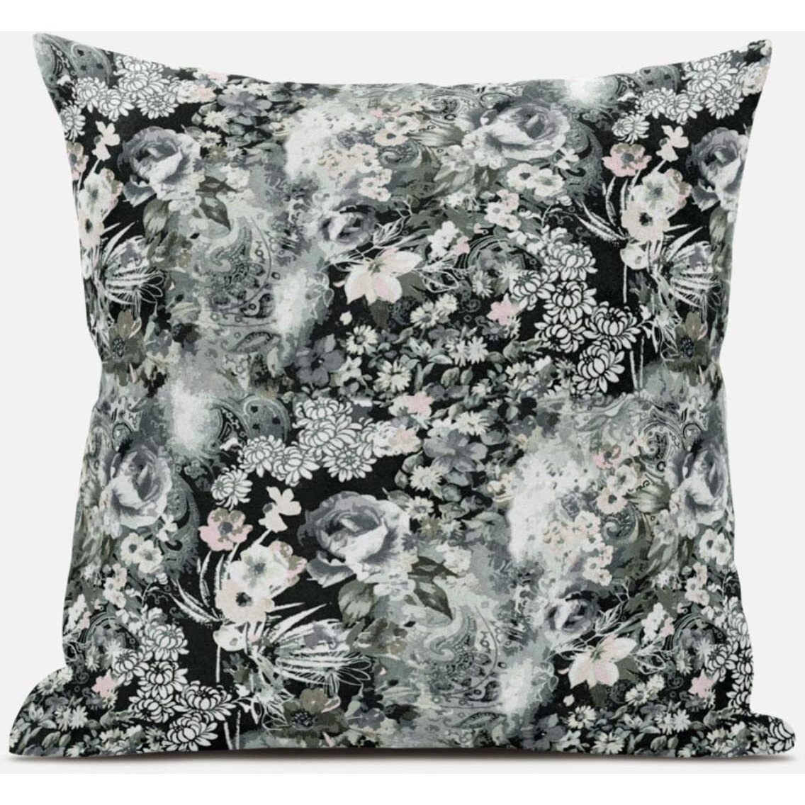 Amrita Sen Sea Garden Rose Throw Pillow with Removable Cover in Midnight Blue 20x20