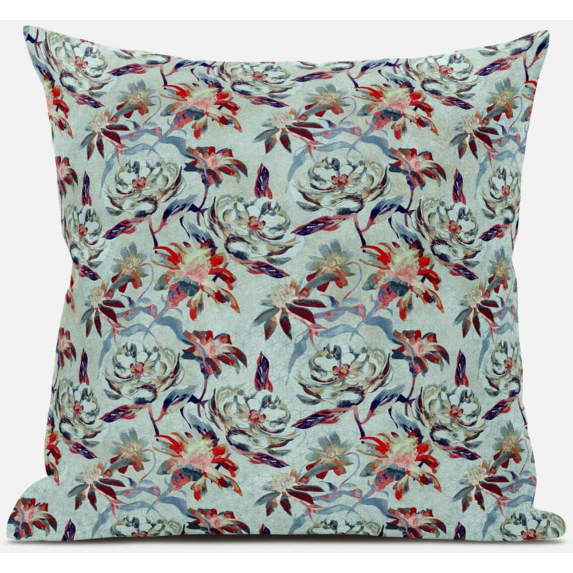 Amrita Sen Roses Sprayed Stars Throw Pillow with Removable Cover in Light Blue Pink Indigo 20x20