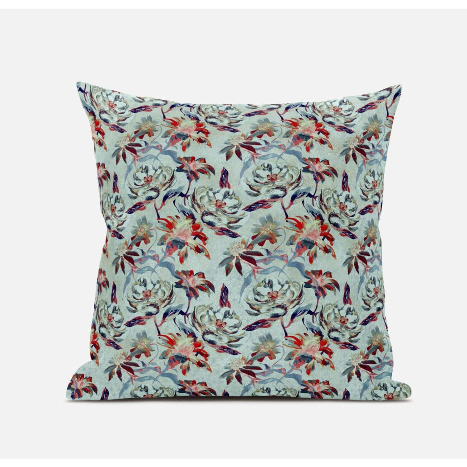 Amrita Sen Roses Sprayed Stars Throw Pillow with Removable Cover in Light Blue Pink Indigo 16x16