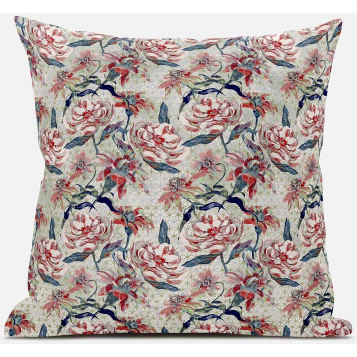 Amrita Sen Roses Sprayed Stars Throw Pillow with Removable Cover in White Yellow Red 20x20