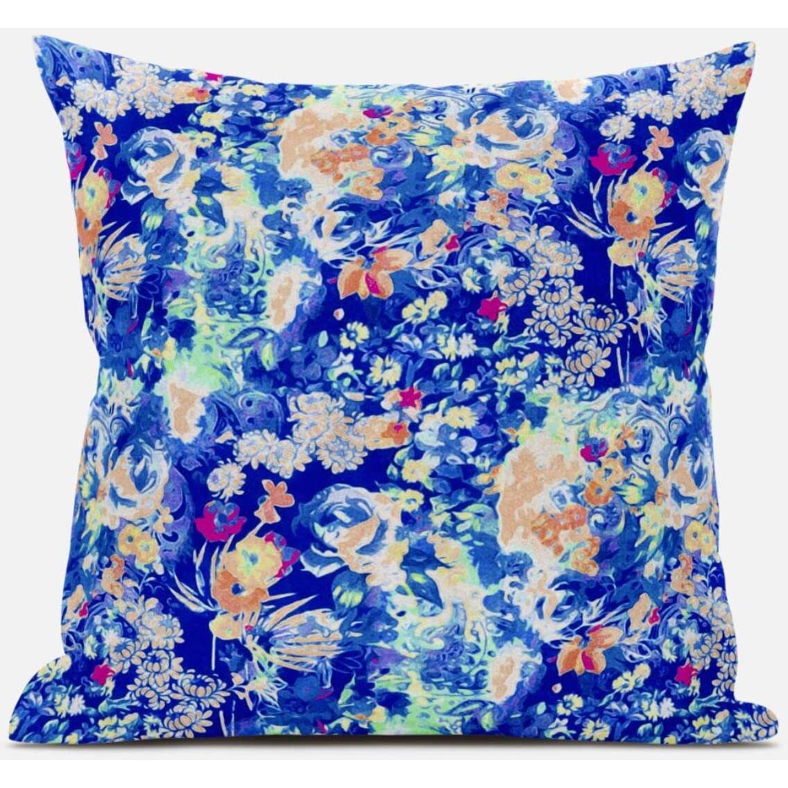 Amrita Sen Sea Garden Rose Throw Pillow with Removable Cover in Light Green Magenta 20x20