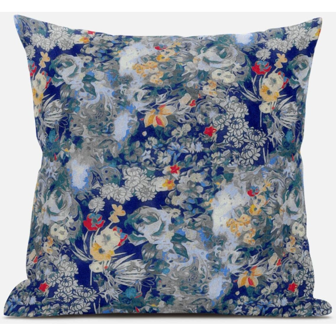 Amrita Sen Sea Garden Rose Throw Pillow with Removable Cover in Light Green Red 20x20
