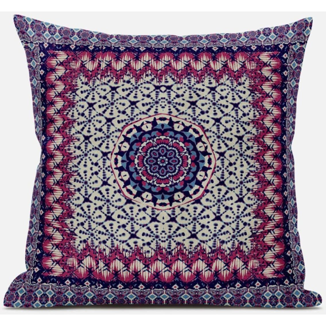 Amrita Sen Holy Tie Die Flower Throw Pillow with Removable Cover in Dark Green Gray 16x16