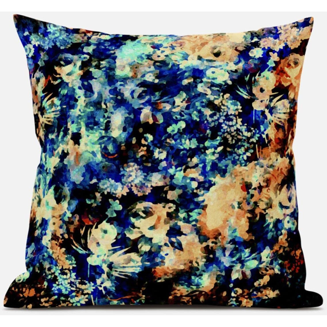 Amrita Sen Sea Garden Rose Throw Pillow with Removable Cover in Red White 16x16