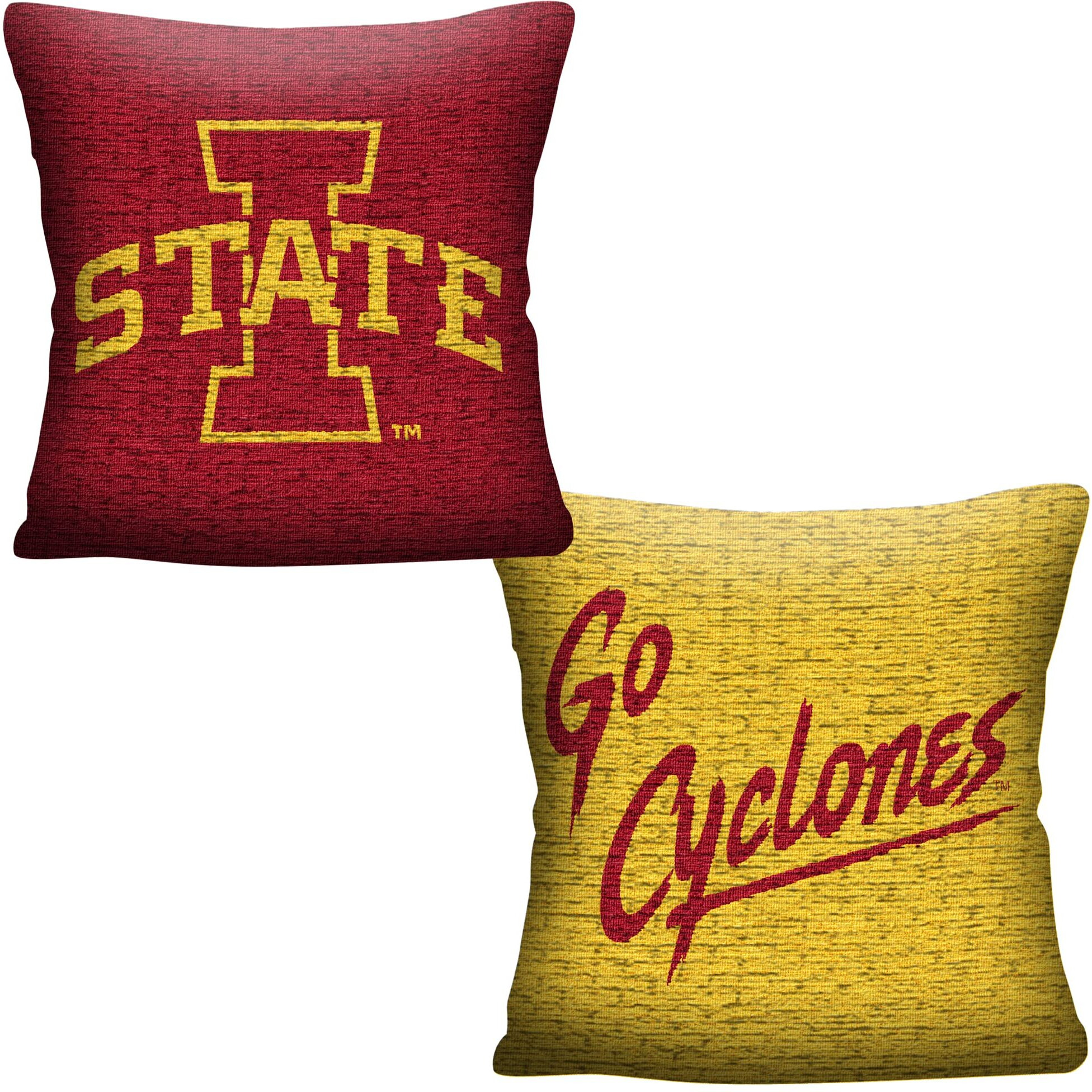 The Northwest Company NCAA Iowa State Cyclones Double Sided Woven Jacquard Pillow, 20" x 20", Invert