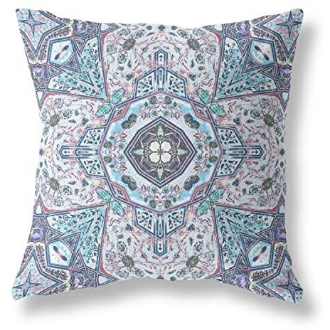 Amrita Sen Buddha Flower Ceremony Suede Blown and Closed Pillow Gray Light Blue