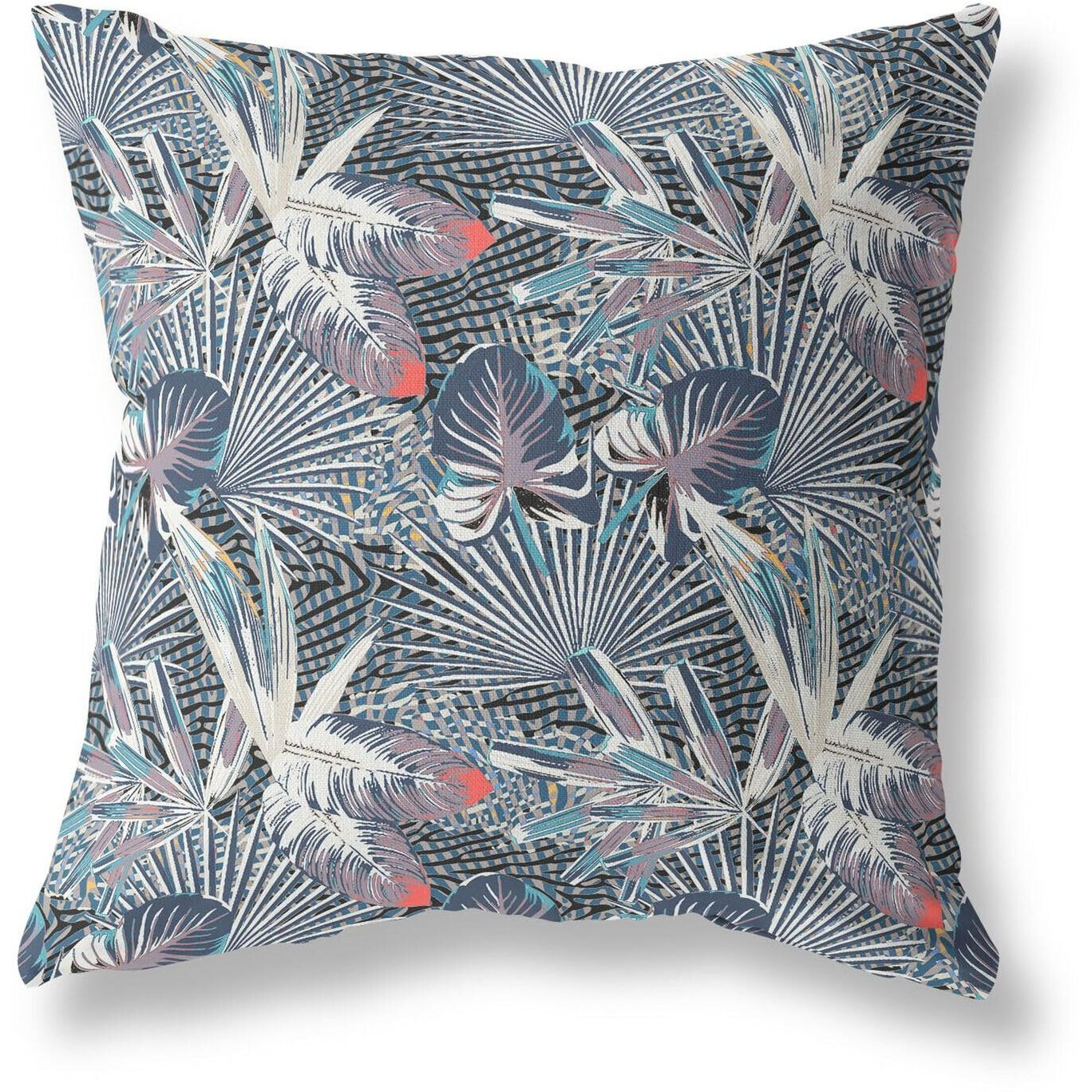 Amrita Sen Plant Illusion Indoor/Outdoor Pillow in Gray Purple Indigo 26x26