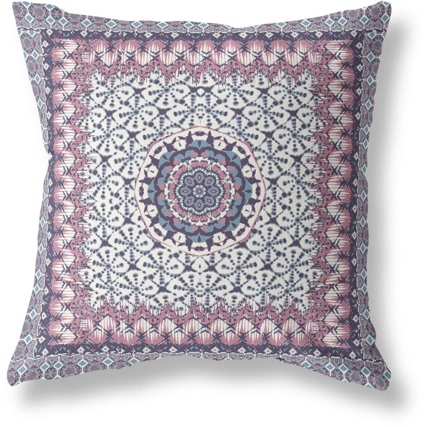 Amrita Sen Designs Holy Tie Die Flower Indoor/Outdoor Fabric Pillow in Muted Pink Gray 20x20