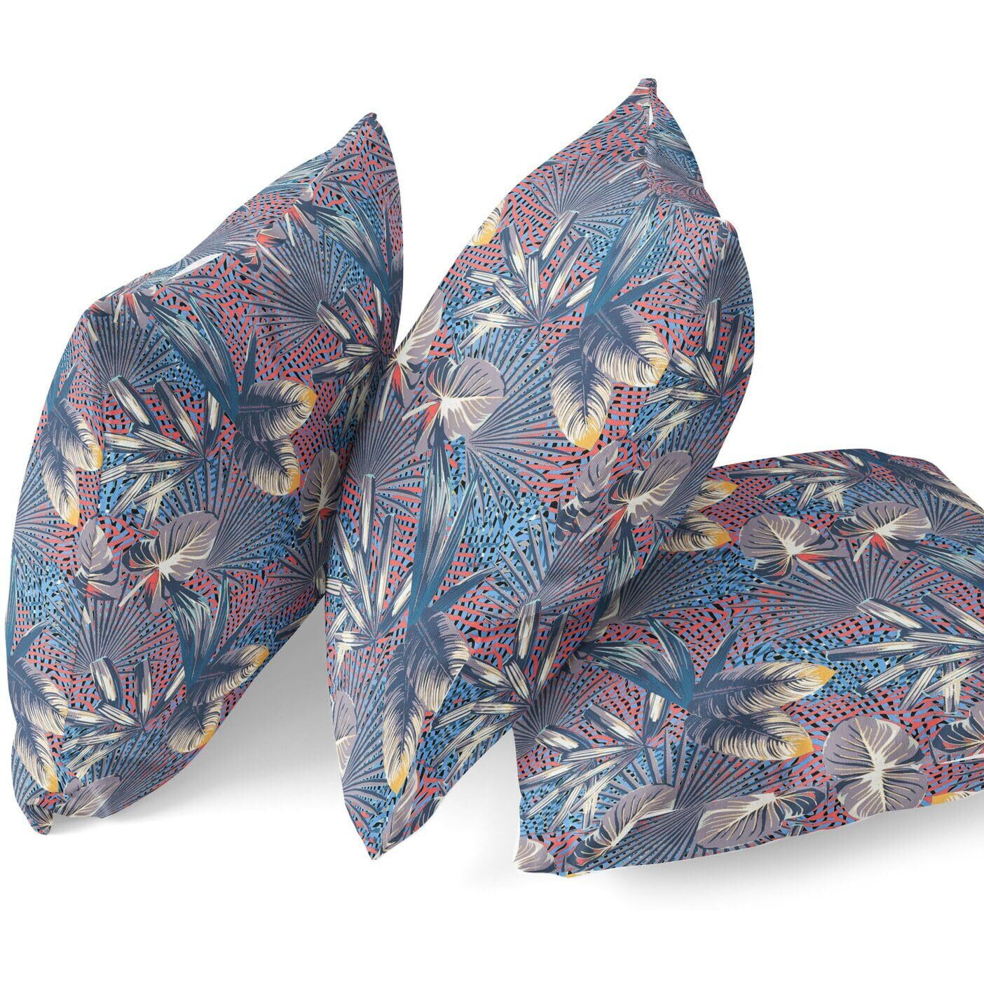 Amrita Sen Designs Plant Illusion Indoor/Outdoor Fabric Pillow in Gray Indigo Red 20x20