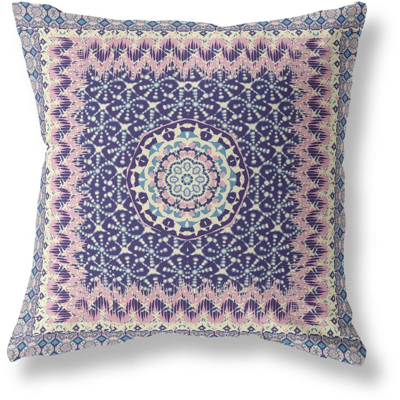 Amrita Sen Holy Tie Die Flower Indoor/Outdoor Pillow in Pink Indigo 28x28