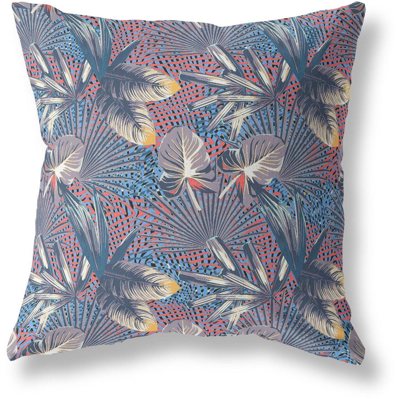Amrita Sen Designs Plant Illusion Indoor/Outdoor Fabric Pillow in Gray Indigo Red 26x26