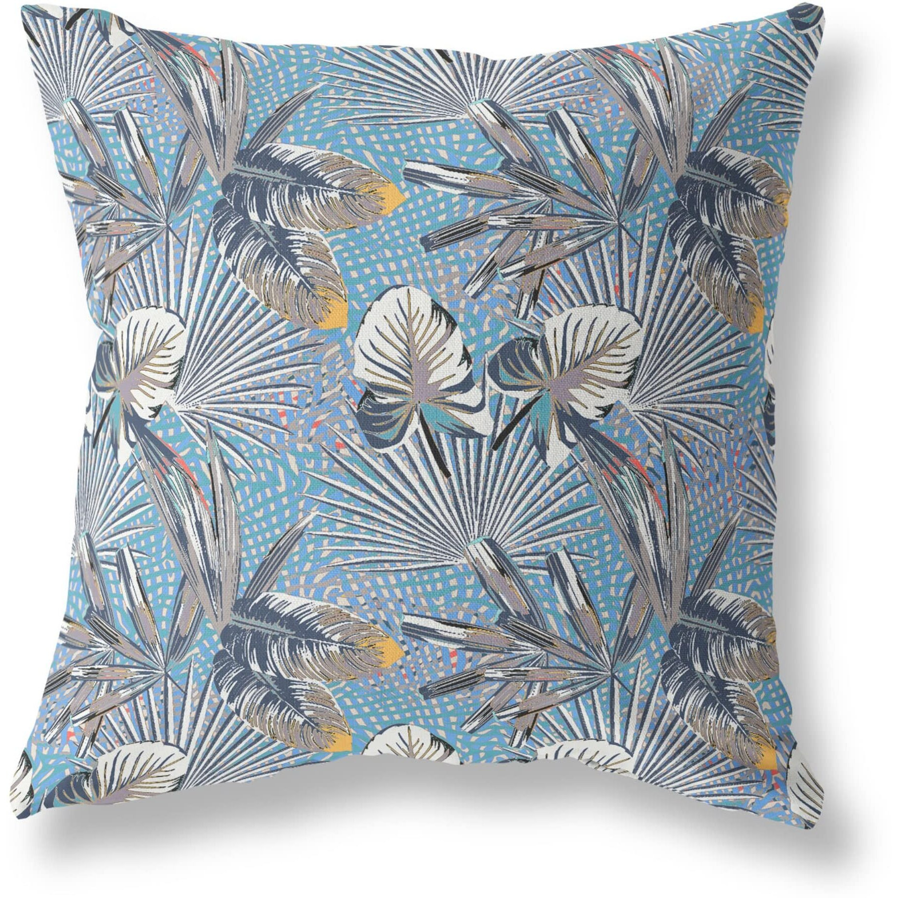 Amrita Sen Designs Plant Illusion Indoor/Outdoor Fabric Pillow in Gray Blue 26x26