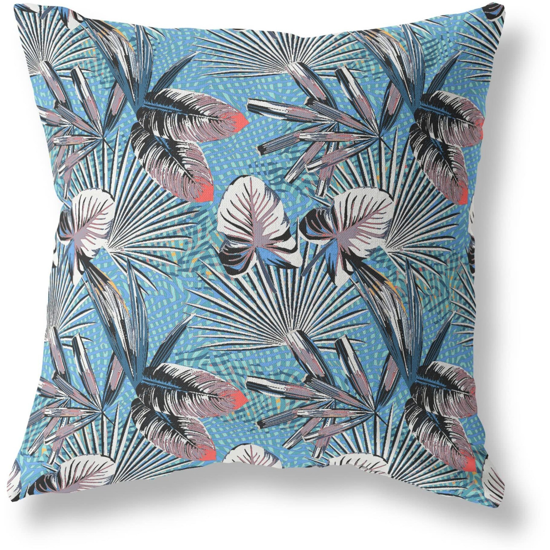 Amrita Sen Plant Illusion Indoor/Outdoor Pillow in Black Blue 20x20