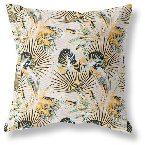 Amrita Sen Plant Illusion Indoor/Outdoor Pillow in Yellow Pink 20x20