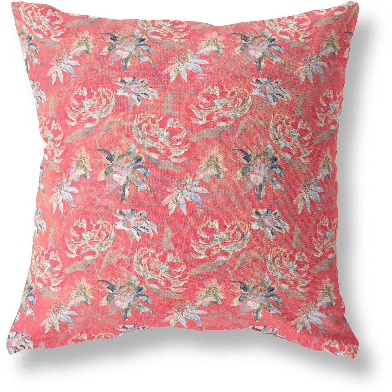 Amrita Sen Roses Sprayed Stars Indoor/Outdoor Pillow in Red 26x26