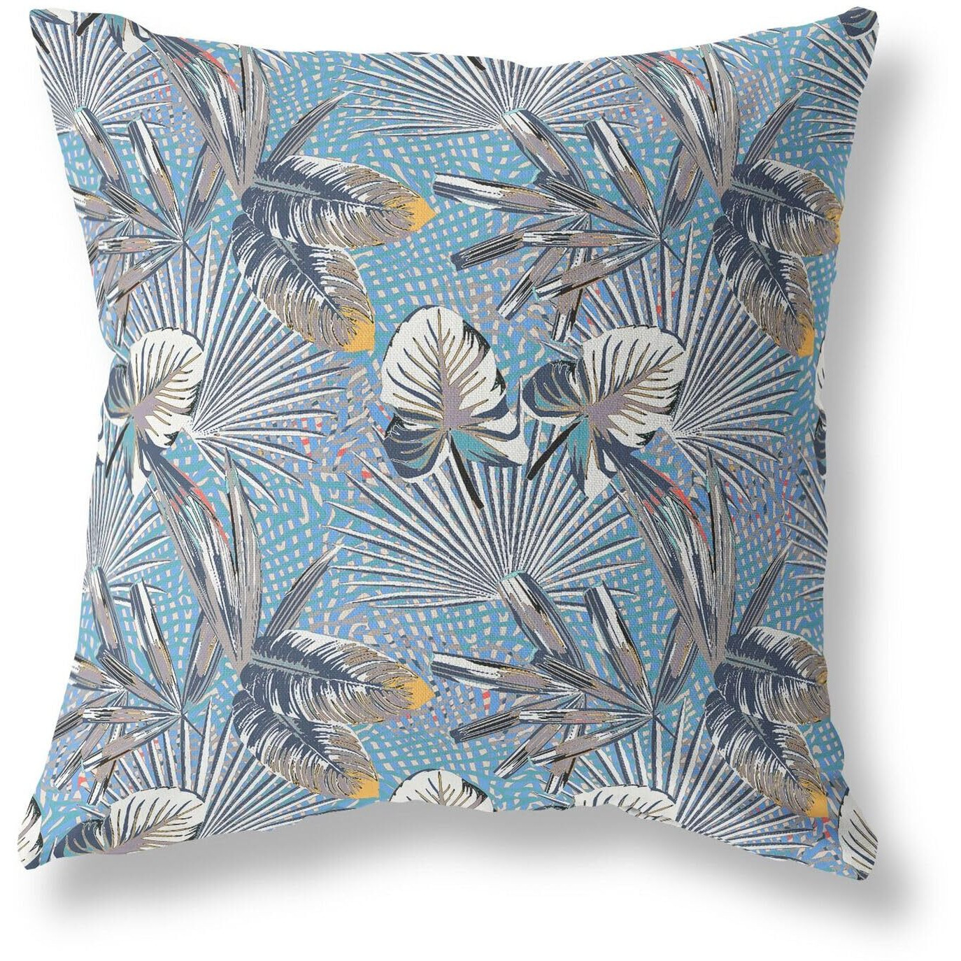 Amrita Sen Plant Illusion Indoor/Outdoor Pillow in Gray Blue 28x28