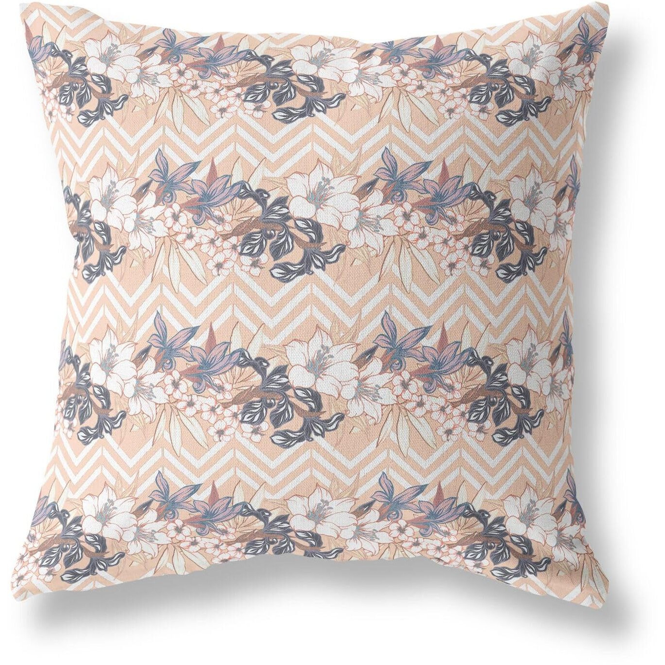 Amrita Sen Lily Garden Stripes Indoor/Outdoor Pillow in Light Peach 26x26