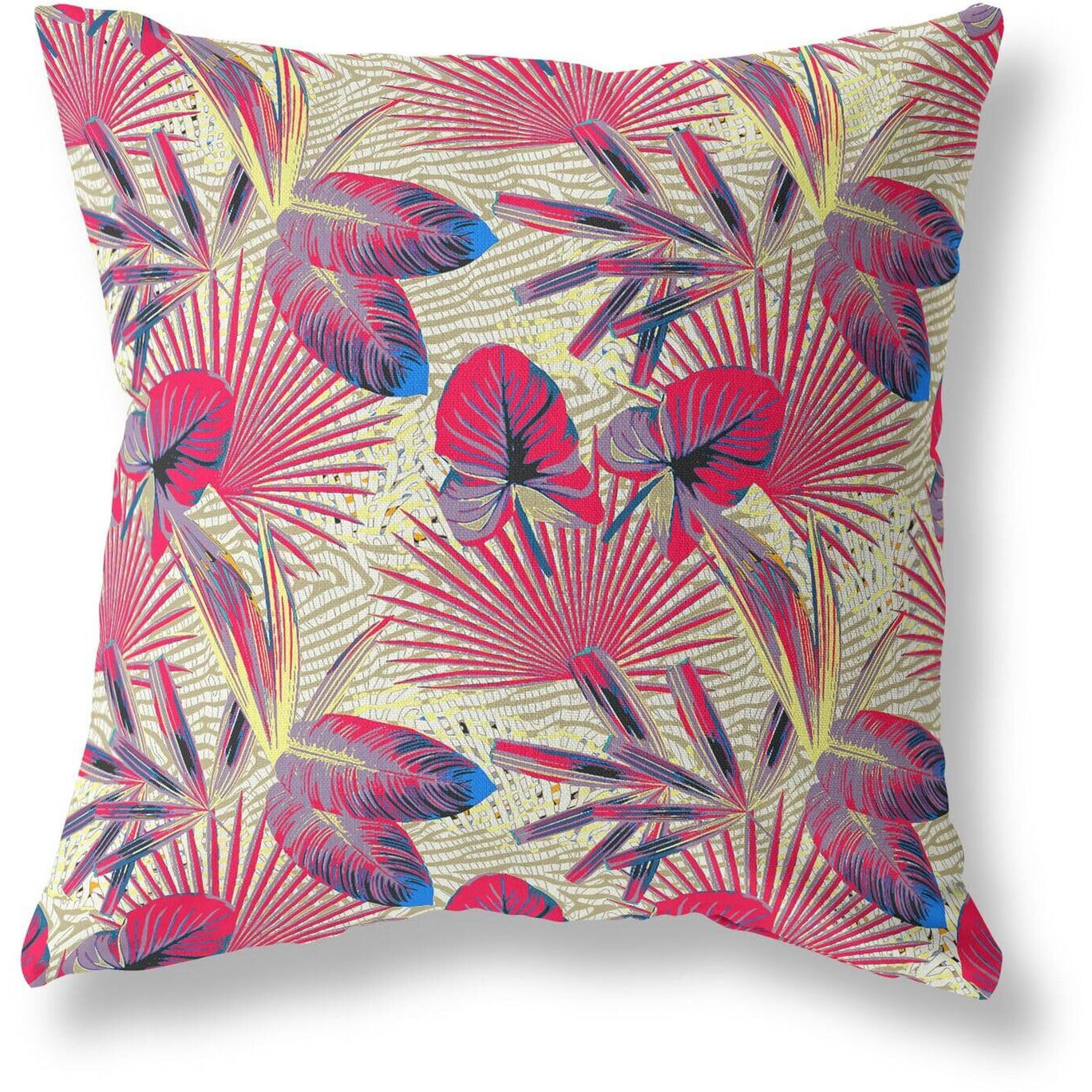 Amrita Sen Designs Plant Illusion Indoor/Outdoor Fabric Pillow in Red Blue Gold 20x20