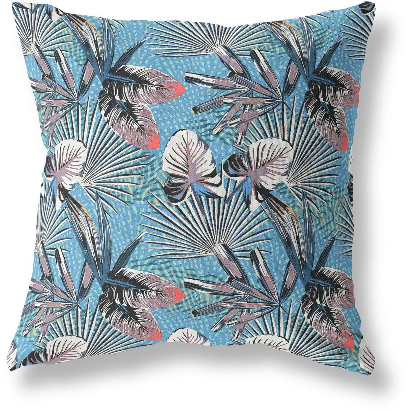 Amrita Sen Plant Illusion Indoor/Outdoor Pillow in Black Blue 28x28