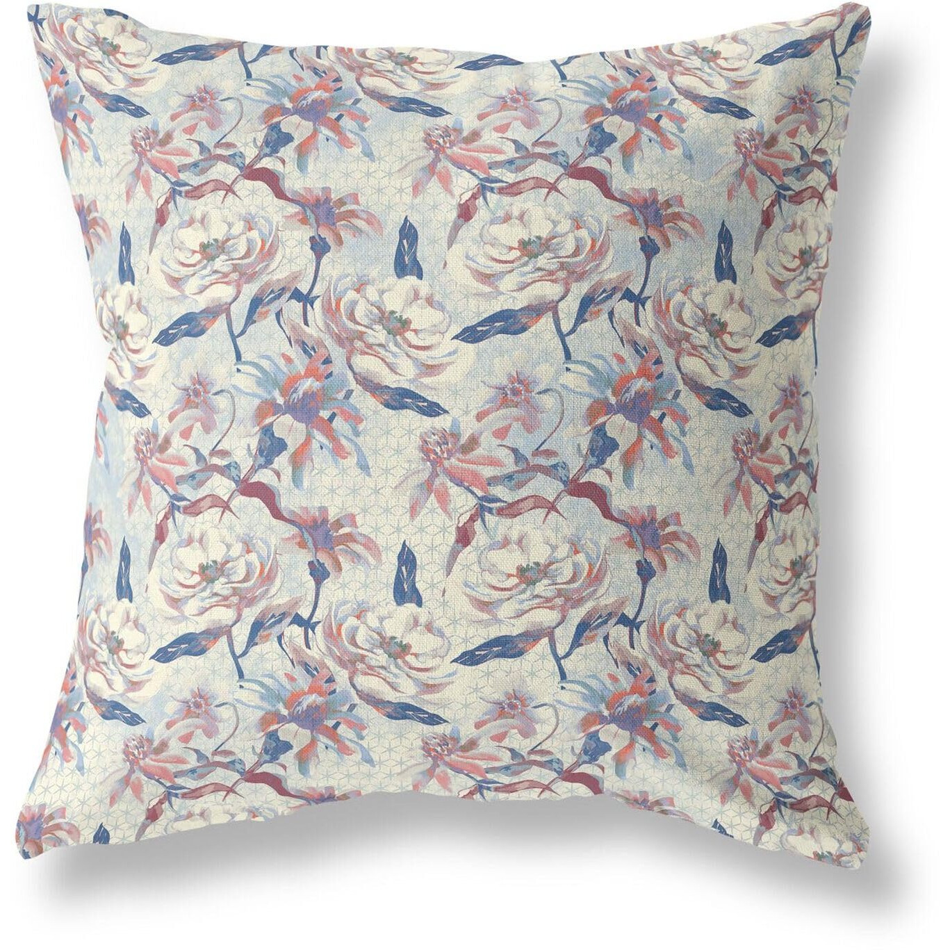 Amrita Sen Roses Sprayed Stars Indoor/Outdoor Pillow in White Blue 28x28