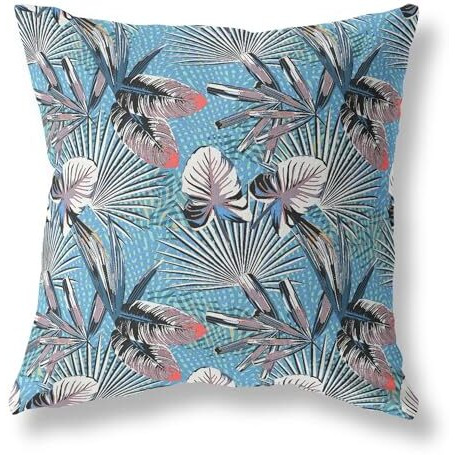 Amrita Sen Designs Plant Illusion Indoor/Outdoor Fabric Pillow in Black Blue 16x16