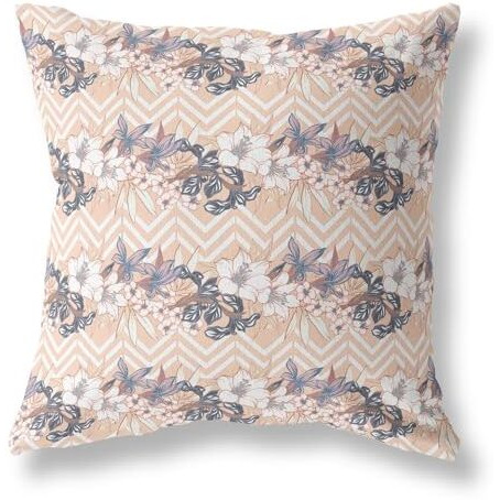 Amrita Sen Lily Garden Stripes Indoor/Outdoor Pillow in Light Peach 16x16