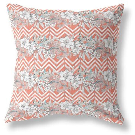 Amrita Sen Lily Garden Stripes Indoor/Outdoor Pillow in Peach 18x18