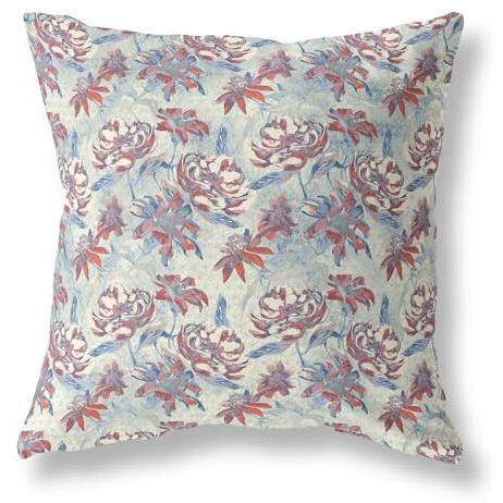 Amrita Sen Designs Roses Sprayed Stars Indoor/Outdoor Fabric Pillow in Red Green 16x16