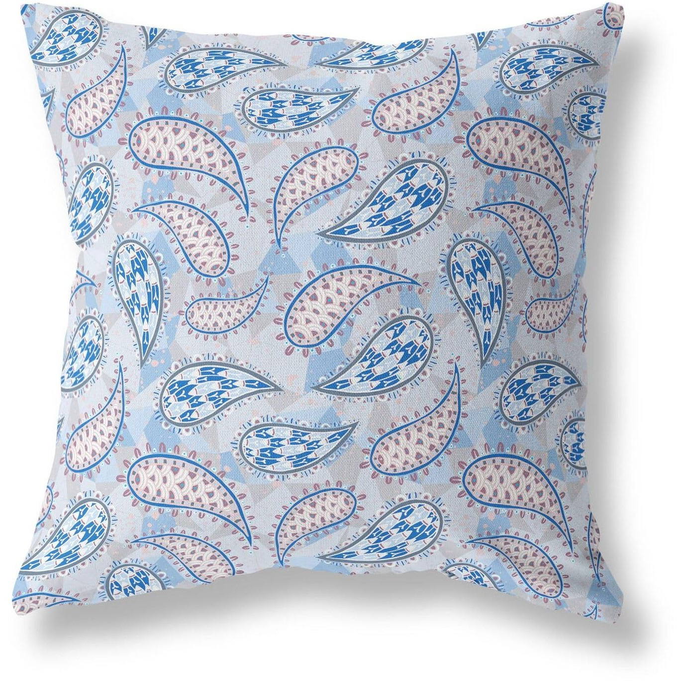 Amrita Sen Paisley on Abstract Indoor/Outdoor Pillow in Blue Gray 18x18