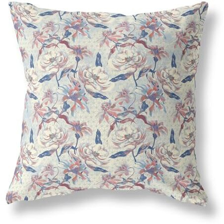Amrita Sen Roses Sprayed Stars Indoor/Outdoor Pillow in White Blue 18x18