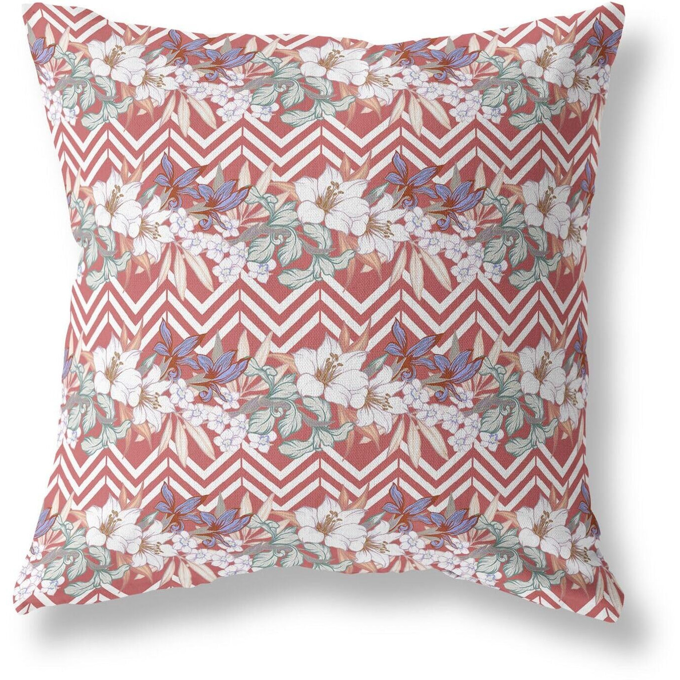 Amrita Sen Lily Garden Stripes Indoor/Outdoor Pillow in Red White 28x28