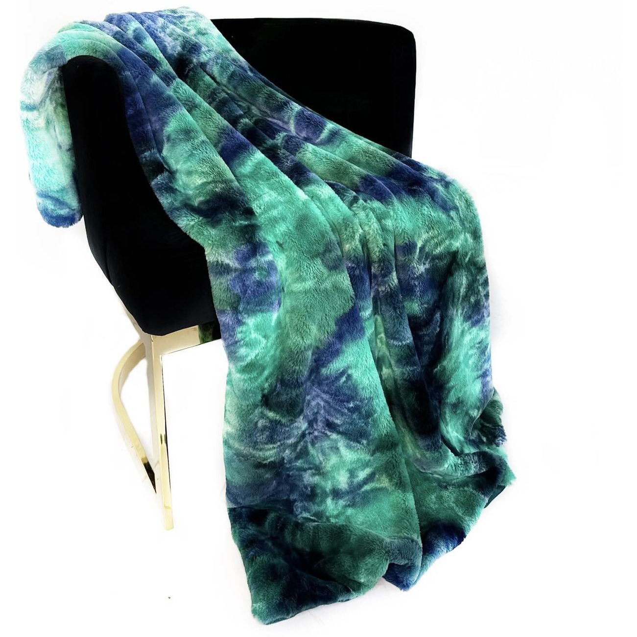 Plutus Brands Green Blue Northern Lights Faux Fur Luxury Throw Blanket