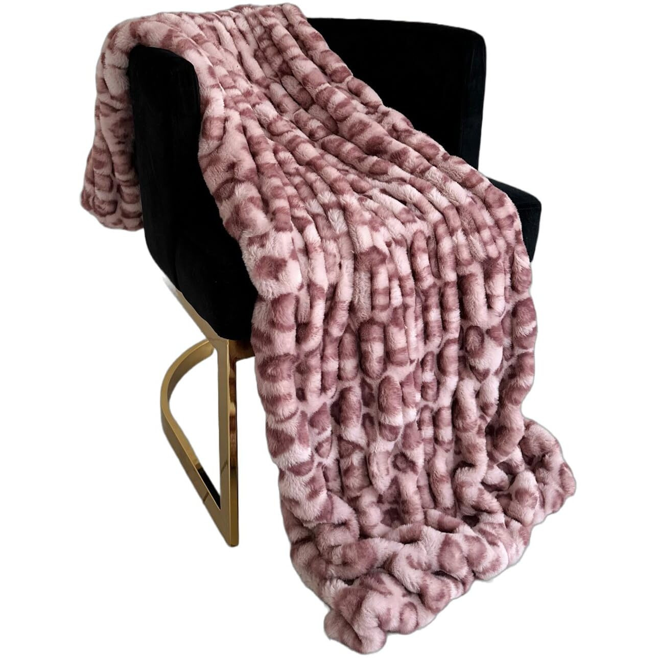 Plutus Brands Pink Leopard Faux Fur Luxury Throw Blanket
