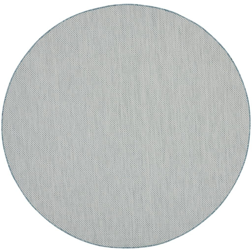 HomeRoots 522011 8 ft. Blue Round Geometric Power Loom Area Rug