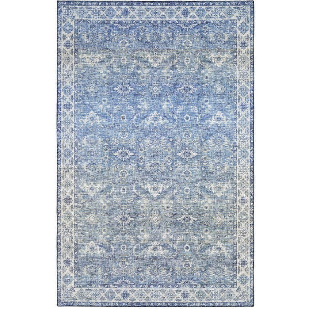 HomeRoots 509527 8 x 10 ft. Blue & Gray Oriental Power Loom Stain Resistant Rectangle Area Rug