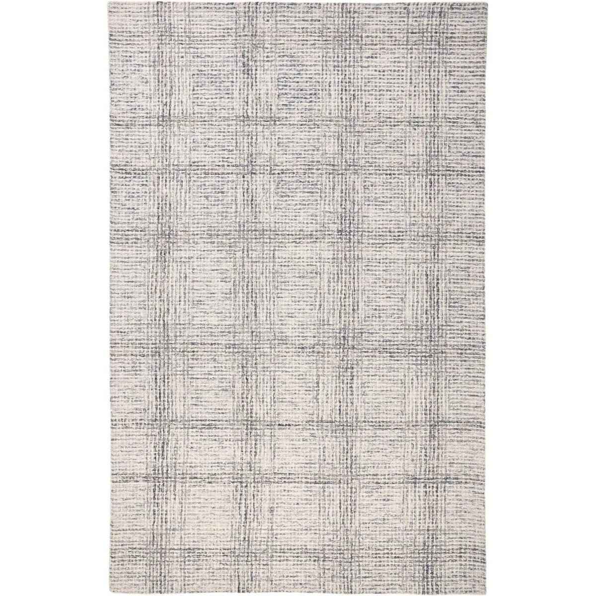 HomeRoots 512183 2 x 3 ft. Ivory & Gray Wool Plaid Hand Tufted Handmade Stain Resistant Rectangle Area Rug
