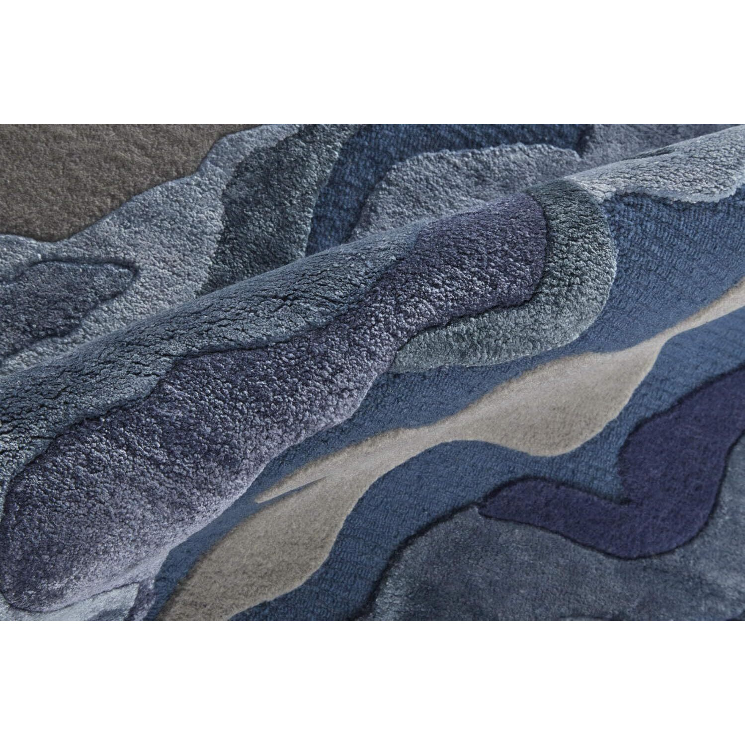 HomeRoots 514870 5 x 8 ft. Gray Taupe & Blue Wool Abstract Hand Tufted Handmade Rectangle Area Rug