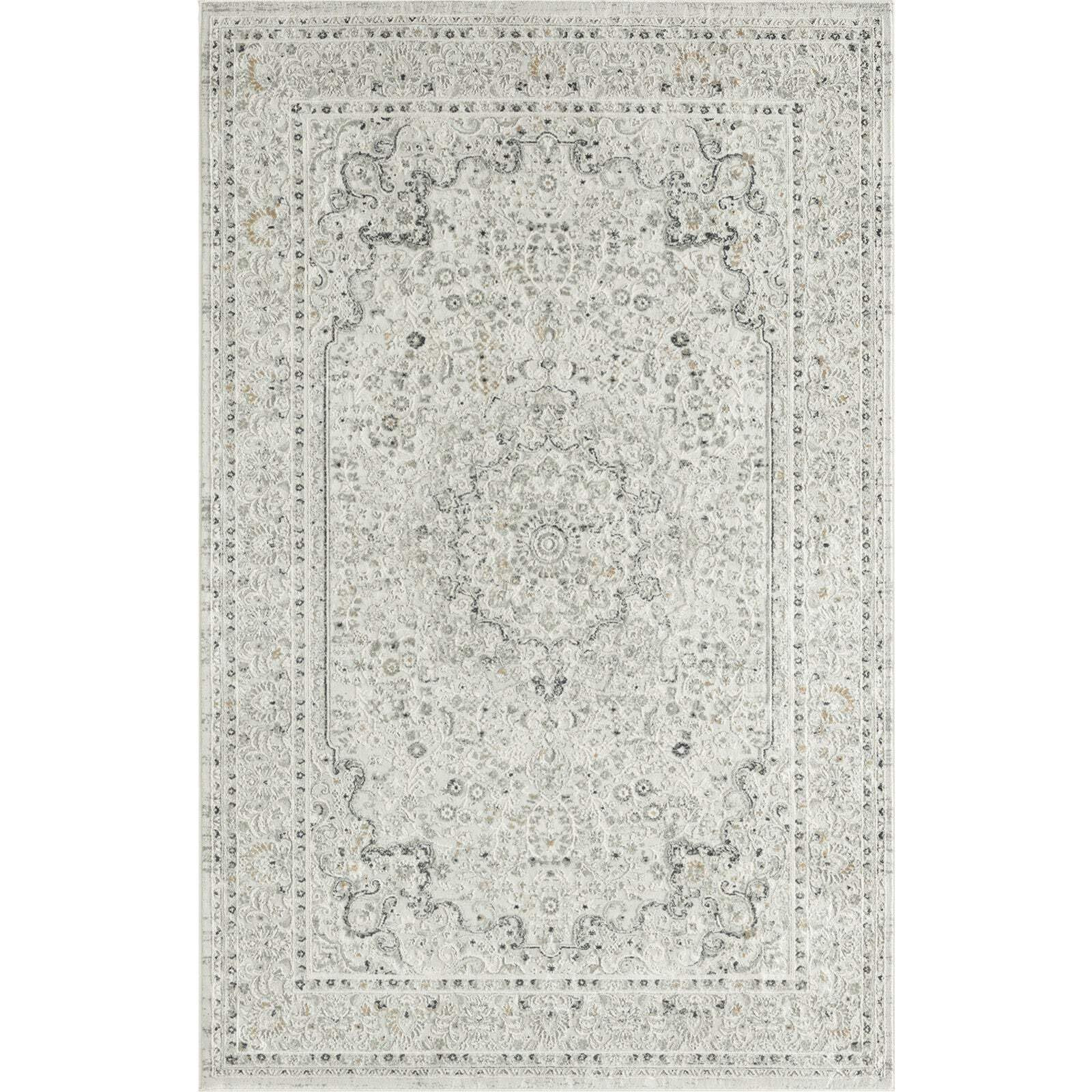 HomeRoots 483029 9 x 12 ft. Ivory Gray & Taupe Floral Power Loom Stain Resistant Rectangle Traditional Area Rug