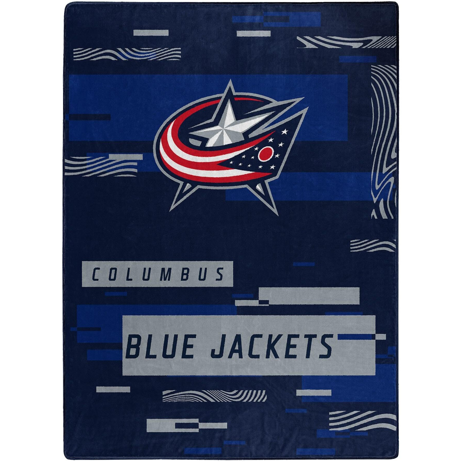 NORTHWEST Company NHL Digitize Design Plush Raschel Thow Blanket, 60&quotx80" (Columbus Blue Jackets)