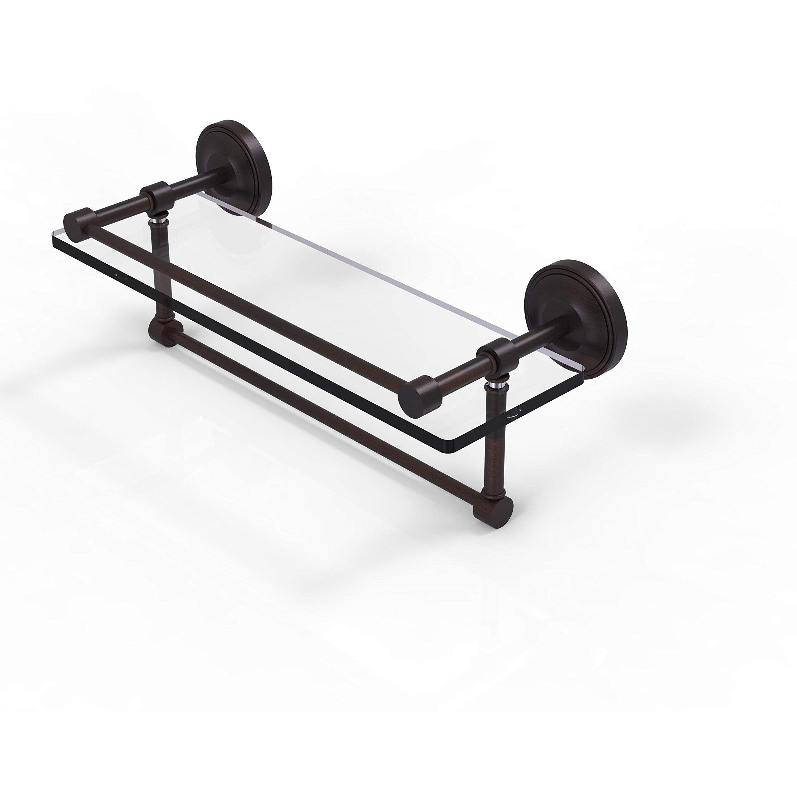 Allied Brass PRBP-1TB/16-GAL-VB 16 Inch Gallery Towel Bar Glass Shelf, Venetian Bronze