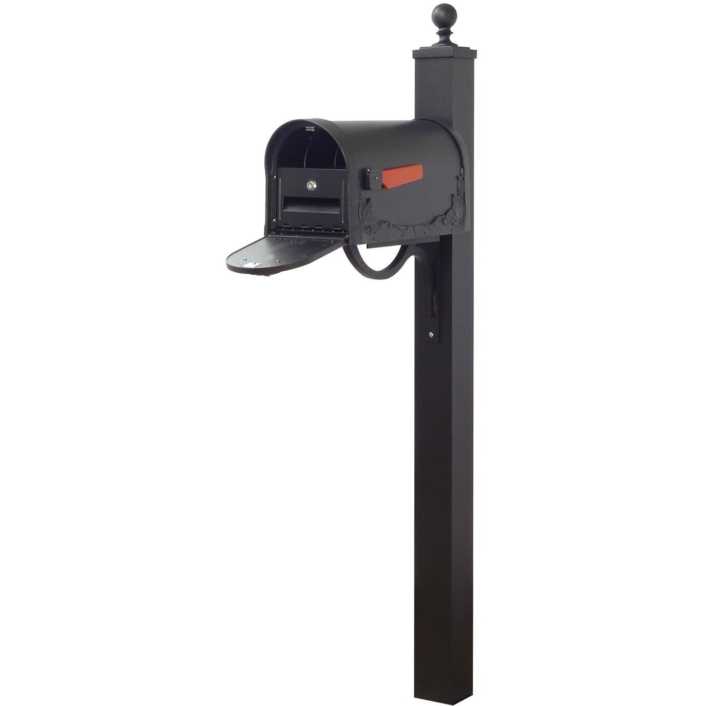 Special Lite Products Floral Curbside Mailbox with Locking Insert and Springfield Mailbox Post