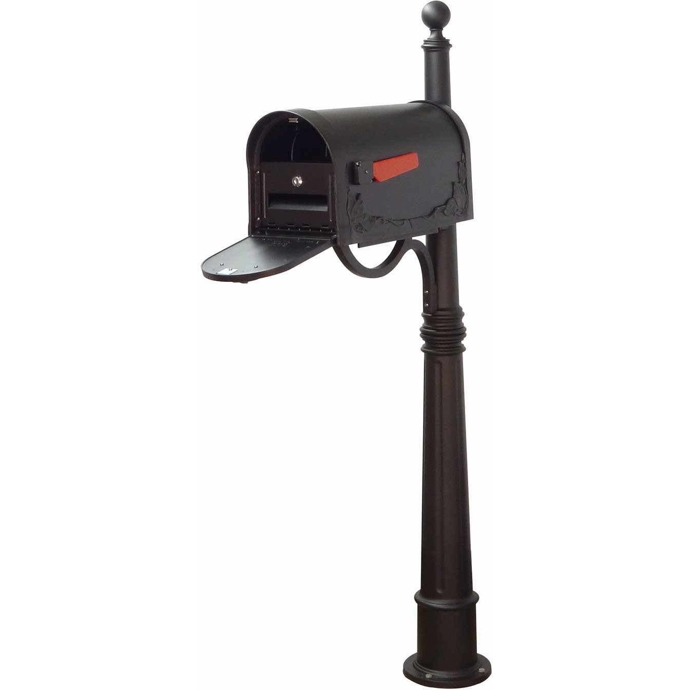 Special Lite Products Floral Curbside Mailbox with Locking Insert and Ashland Mailbox Post