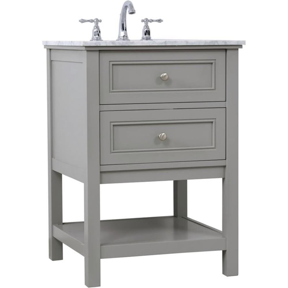 Elegant Decor Metropolis 24" Single Marble Top Bathroom Vanity in Gray