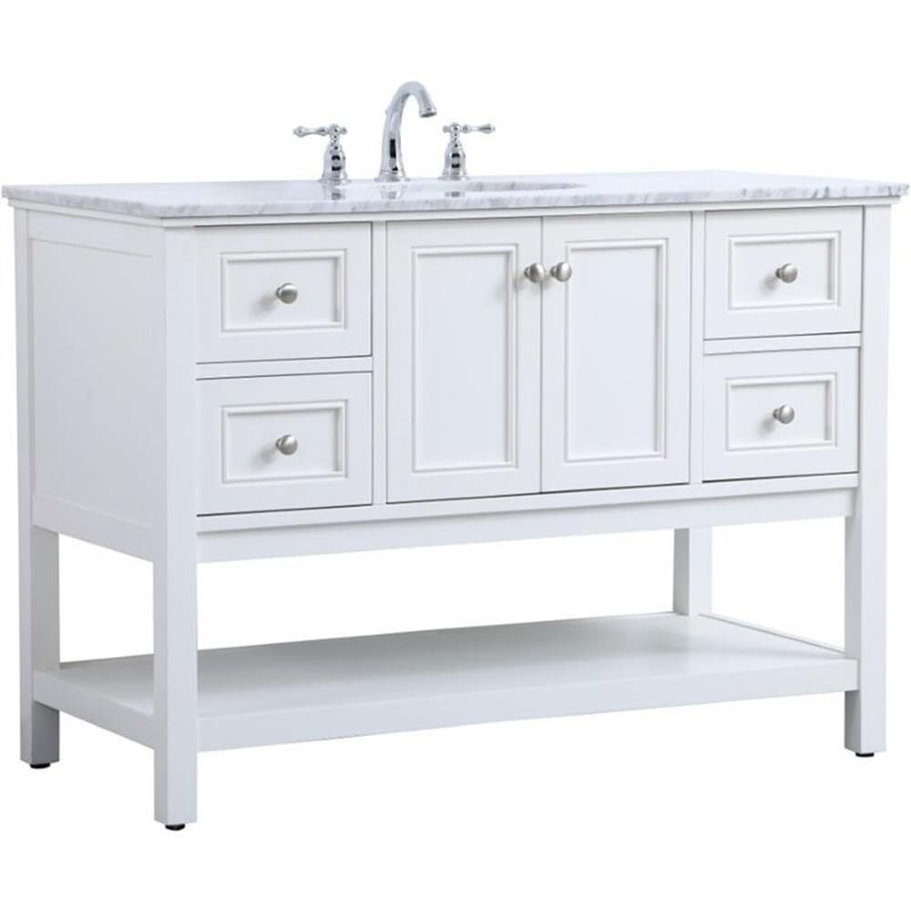 Elegant Decor Metropolis 48" Single Marble Top Bathroom Vanity in White